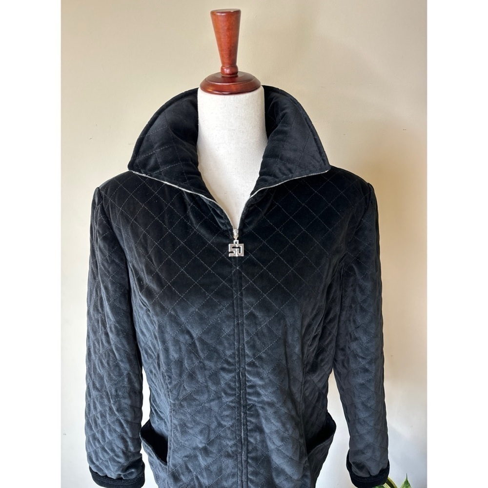 St John Sport Black Quilted Zip Front Long Sleeve Jacket Size Medium - Picture 2 of 6